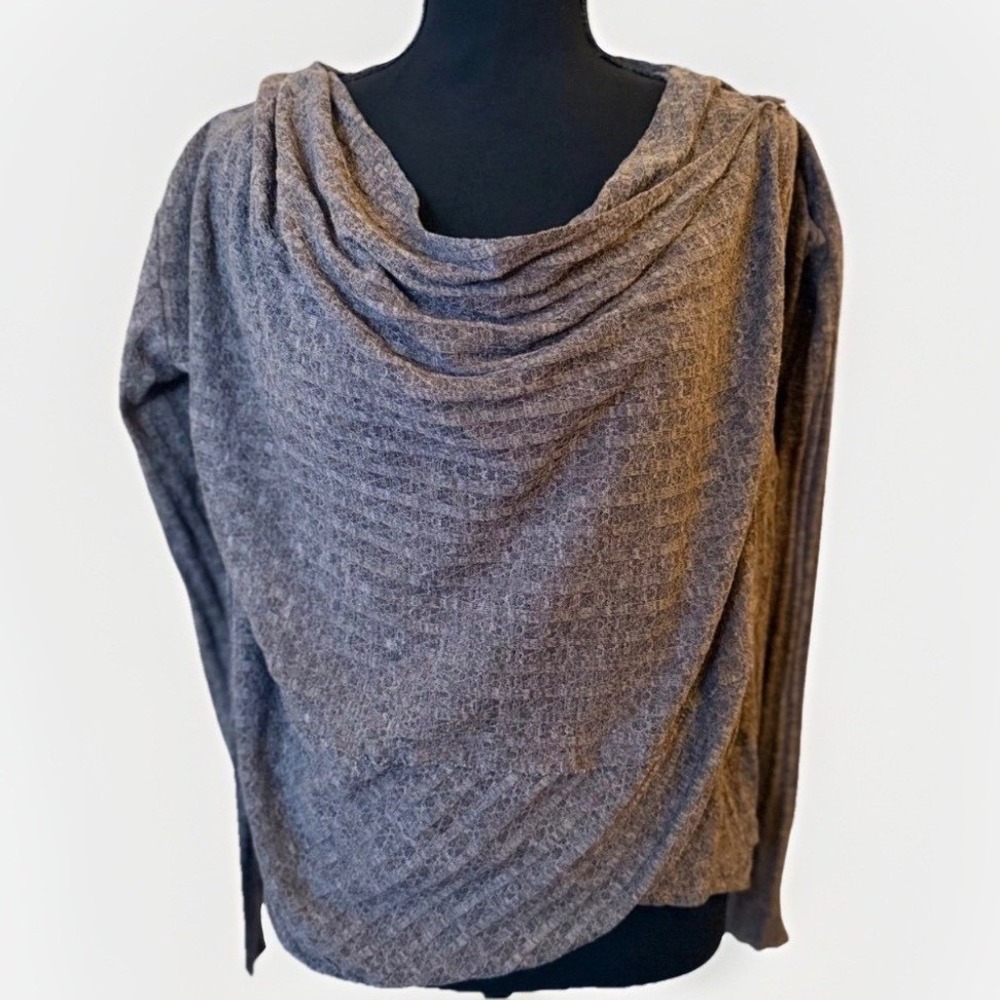 REI Long Sleeved Cardigan with Drape-Front Neck,‎ Heather Charcoal Womens M Gorp